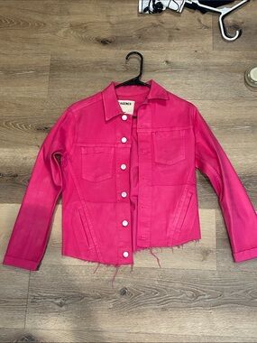 L'AGENCE Hot Pink Cropped Denim Jacket